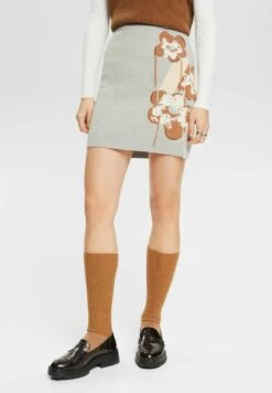ESPRIT Mit Floralem Jacquard-Muster - Minigonna - Light Grey New