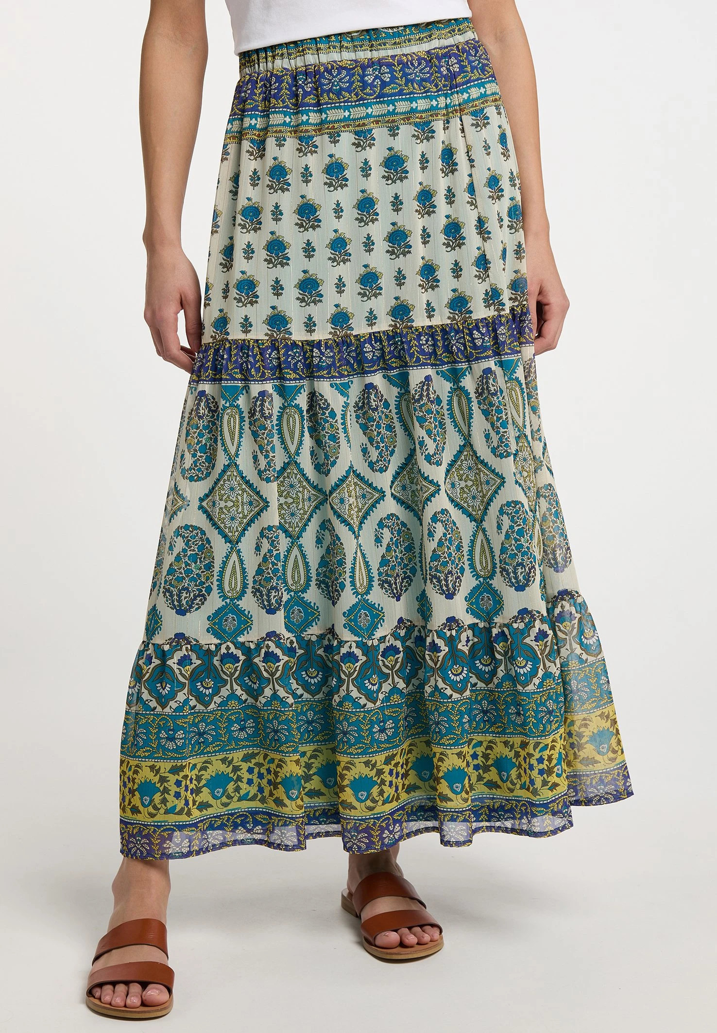 Usha Gestufter - Gonna Lunga - Blau Mehrfarbig 3 Usha Gestufter - Gonna Lunga - Blau Mehrfarbig