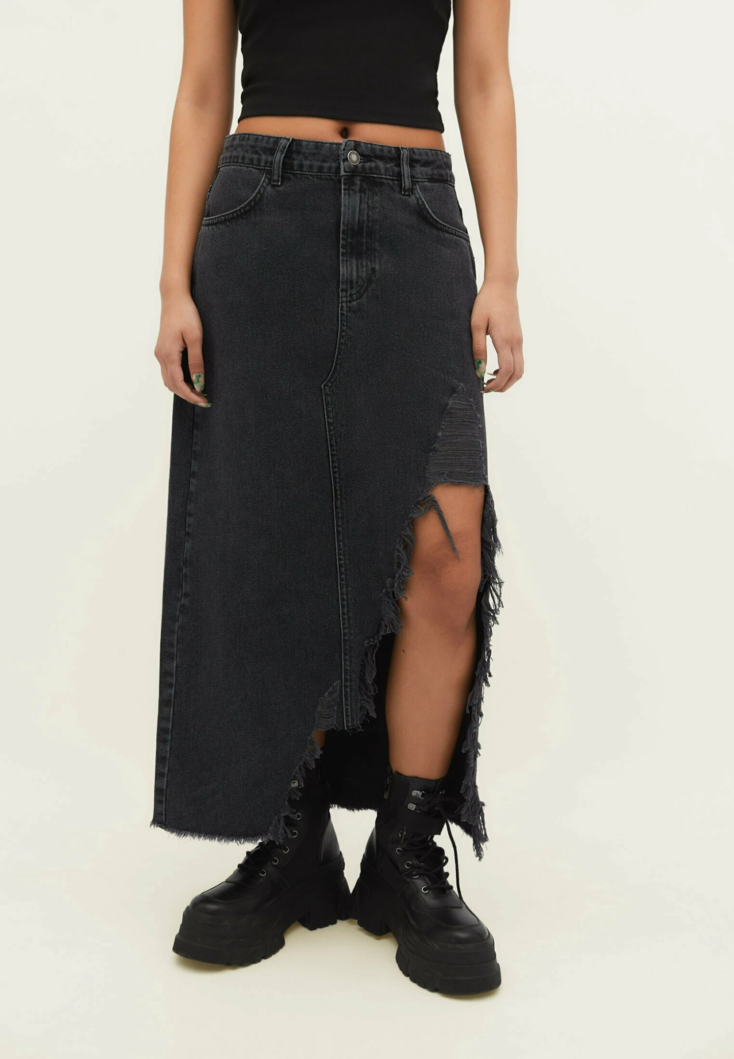 Stradivarius RippedGonna LungaDark Grey Donna Gonne STH21B0GX-C11 3 Stradivarius RippedGonna LungaDark Grey Donna Gonne STH21B0GX-C11