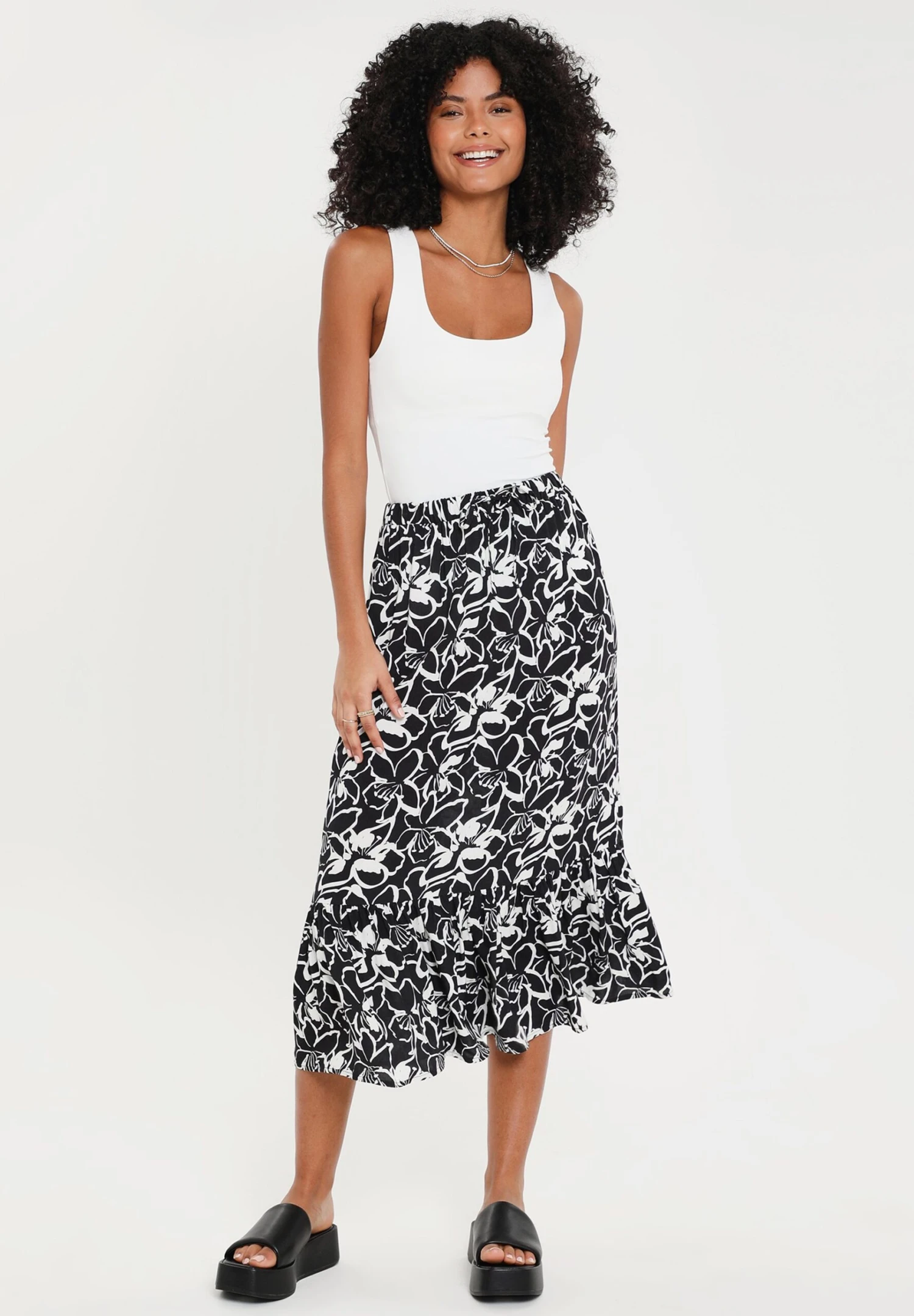Threadbare Thb Midi Frill RainGonna A CampanaBlack White Donna Gonne THC21B006-Q11 4 Threadbare Thb Midi Frill RainGonna A CampanaBlack White Donna Gonne THC21B006-Q11 - immagine 2