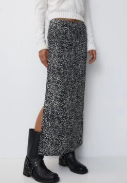 PULL & BEAR PrintedMidi Gonna A TubinoBlack Donna Gonne PUC21B0L0-Q11