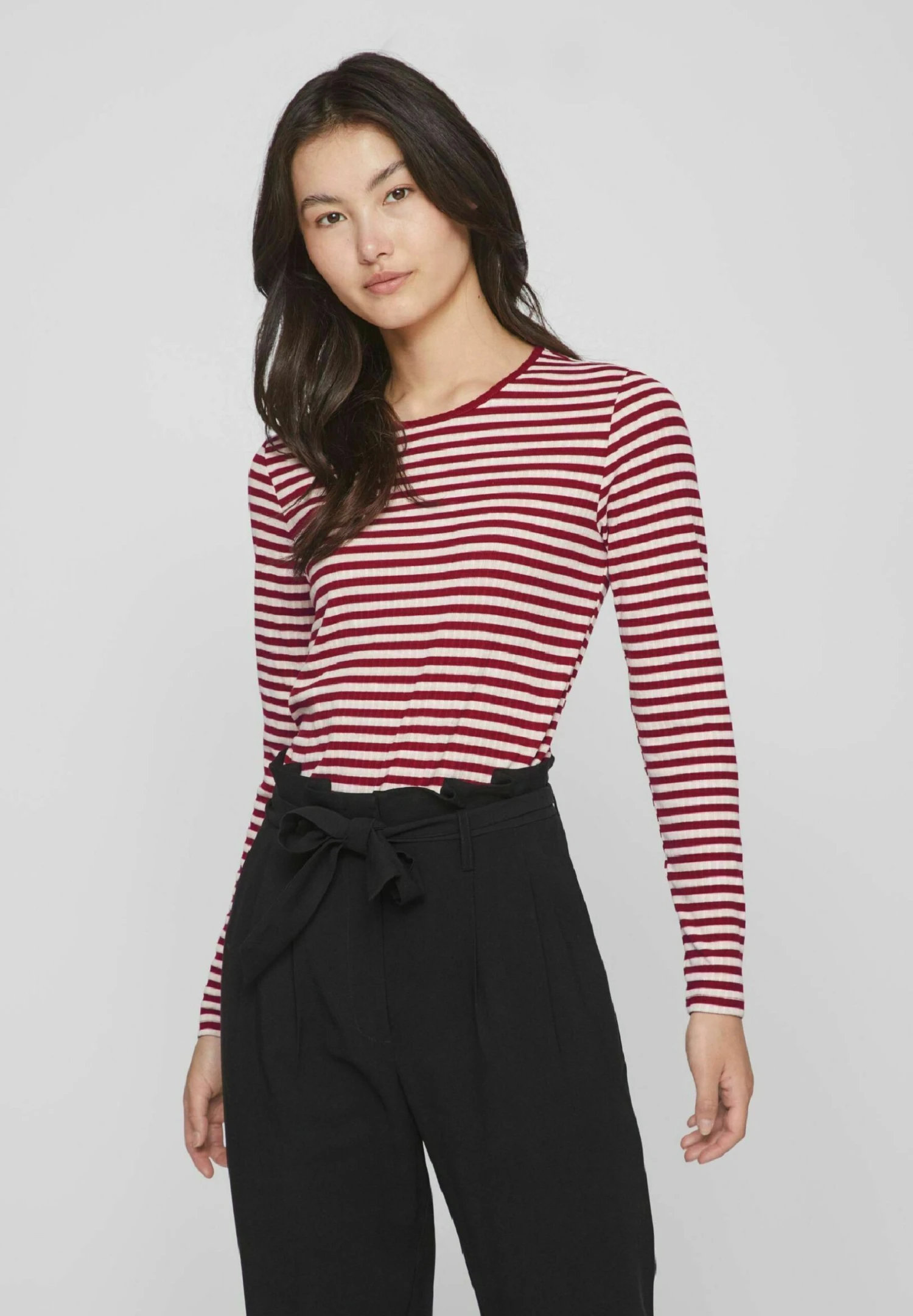 Vila Mit Langen Ärmeln GestreiftesMaglietta A Manica LungaBeet Red Donna T-shirt E Top V1021D1F8-G11 3 Vila Mit Langen Ärmeln GestreiftesMaglietta A Manica LungaBeet Red Donna T-shirt E Top V1021D1F8-G11