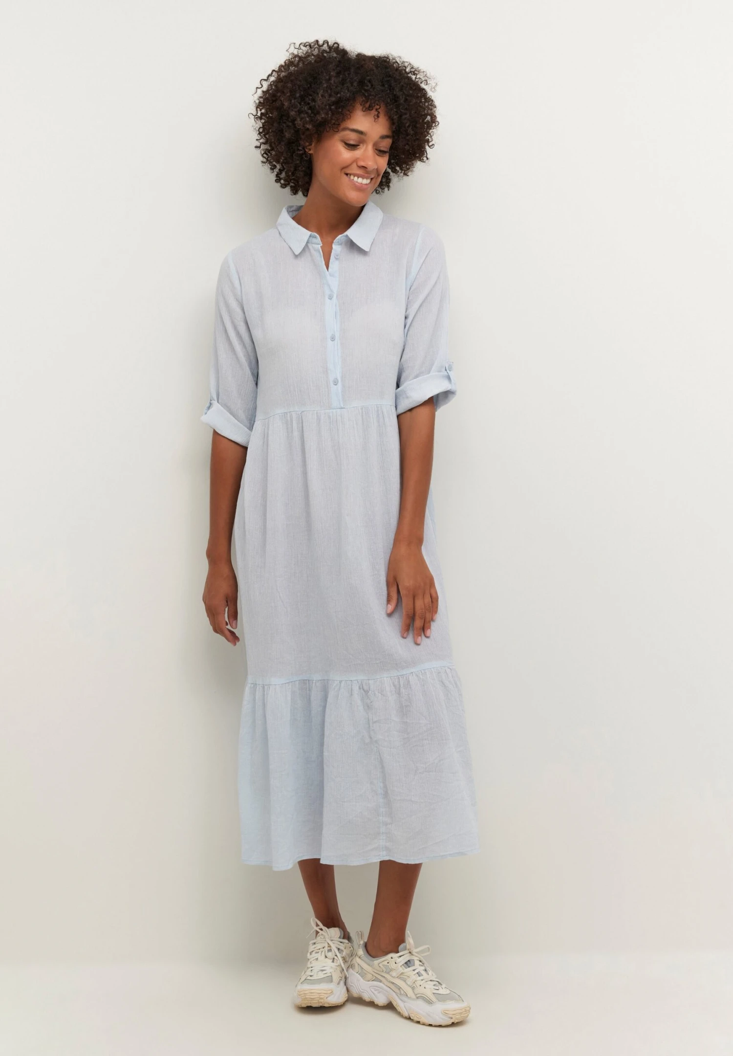 Kaffe Abito A CamiciaCashmere Blue Chalk Stripe Donna Vestiti KA321C0I0-K12 3 Kaffe Abito A CamiciaCashmere Blue Chalk Stripe Donna Vestiti KA321C0I0-K12