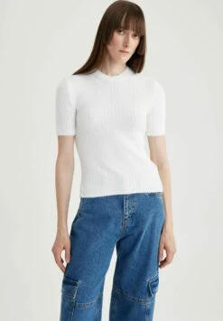 DeFacto Fitted - T-Shirt Basic - Ecru