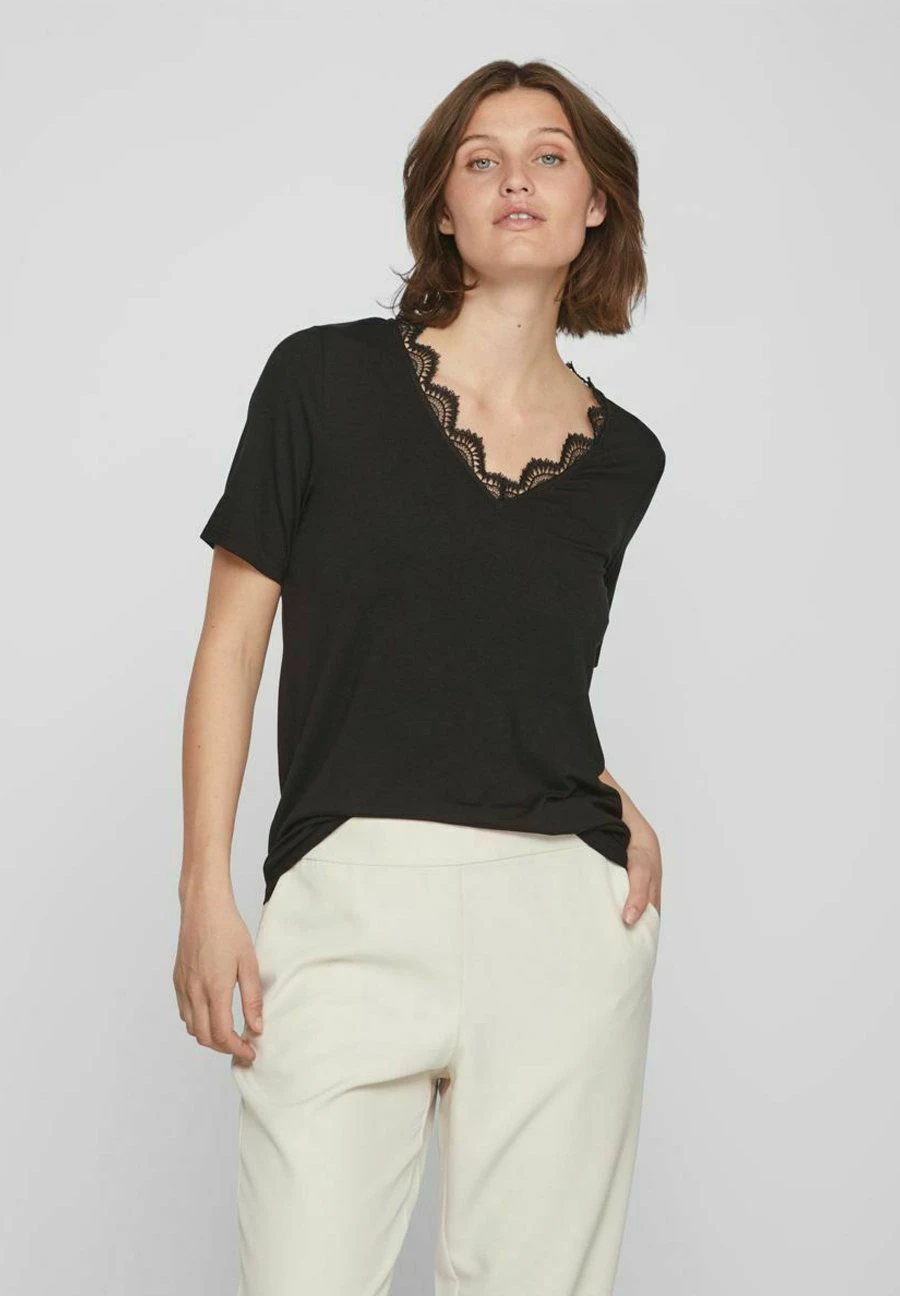 Vila Mit Kurzen Ärmeln V-AusschnittT-Shirt Con StampaBlack Donna T-shirt E Top V1021D1ER-Q11 3 Vila Mit Kurzen Ärmeln V-AusschnittT-Shirt Con StampaBlack Donna T-shirt E Top V1021D1ER-Q11