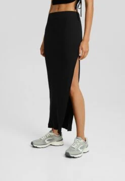 BERSHKA Faded Effect Midi- Gonna Lunga - Black