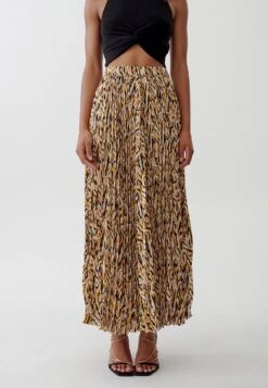 Tussah Miri Midi- Gonna A Pieghe - Ikat Print