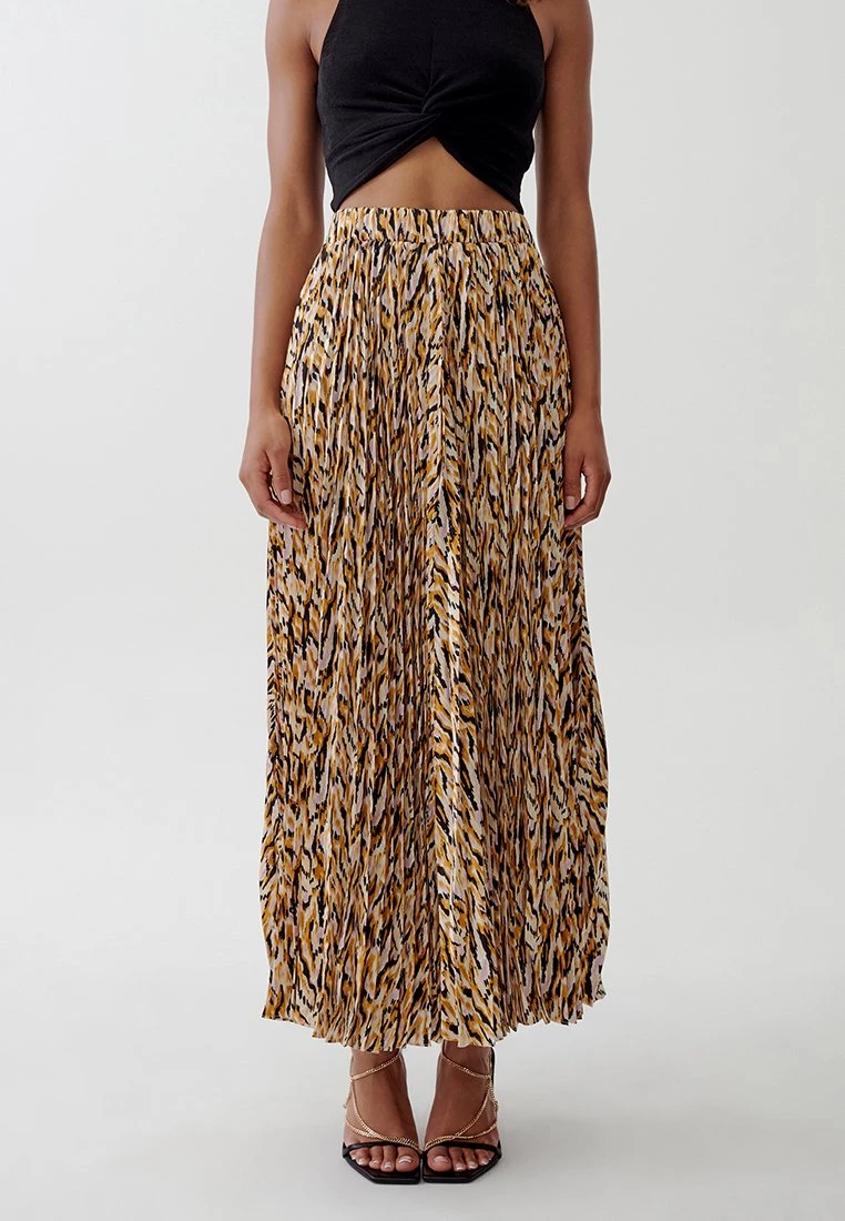 Tussah Miri Midi- Gonna A Pieghe - Ikat Print 3 Tussah Miri Midi- Gonna A Pieghe - Ikat Print