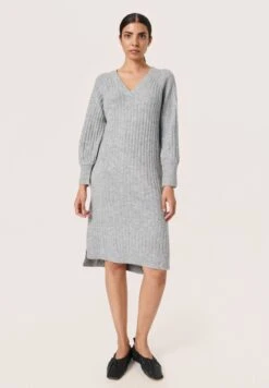 Soaked In Luxury Rakel V-Neck Abito In MagliaNeutral Gray Melange Donna Vestiti SO921C0EQ-C11