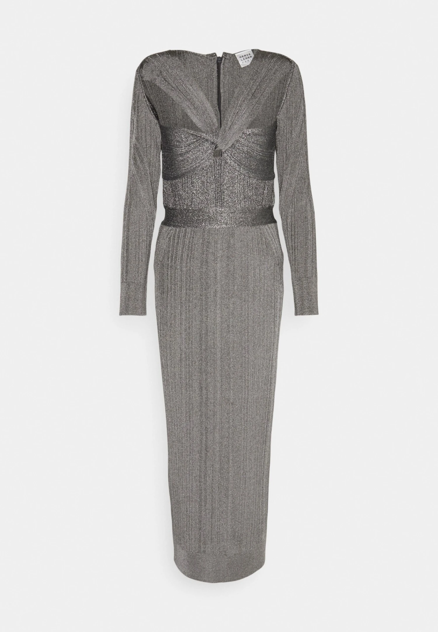 HERVE LEGER Draped GownVestito EleganteMetallic Gunmetal Donna Vestiti HL421C08V-C11 10 HERVE LEGER Draped GownVestito EleganteMetallic Gunmetal Donna Vestiti HL421C08V-C11 - immagine 8