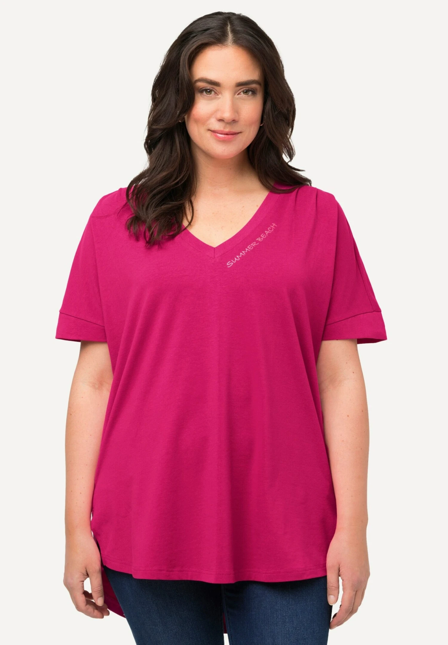 Ulla Popken T-Shirt Con StampaFuchsia Roze Donna T-shirt E Top UP121D2DU-J11 3 Ulla Popken T-Shirt Con StampaFuchsia Roze Donna T-shirt E Top UP121D2DU-J11