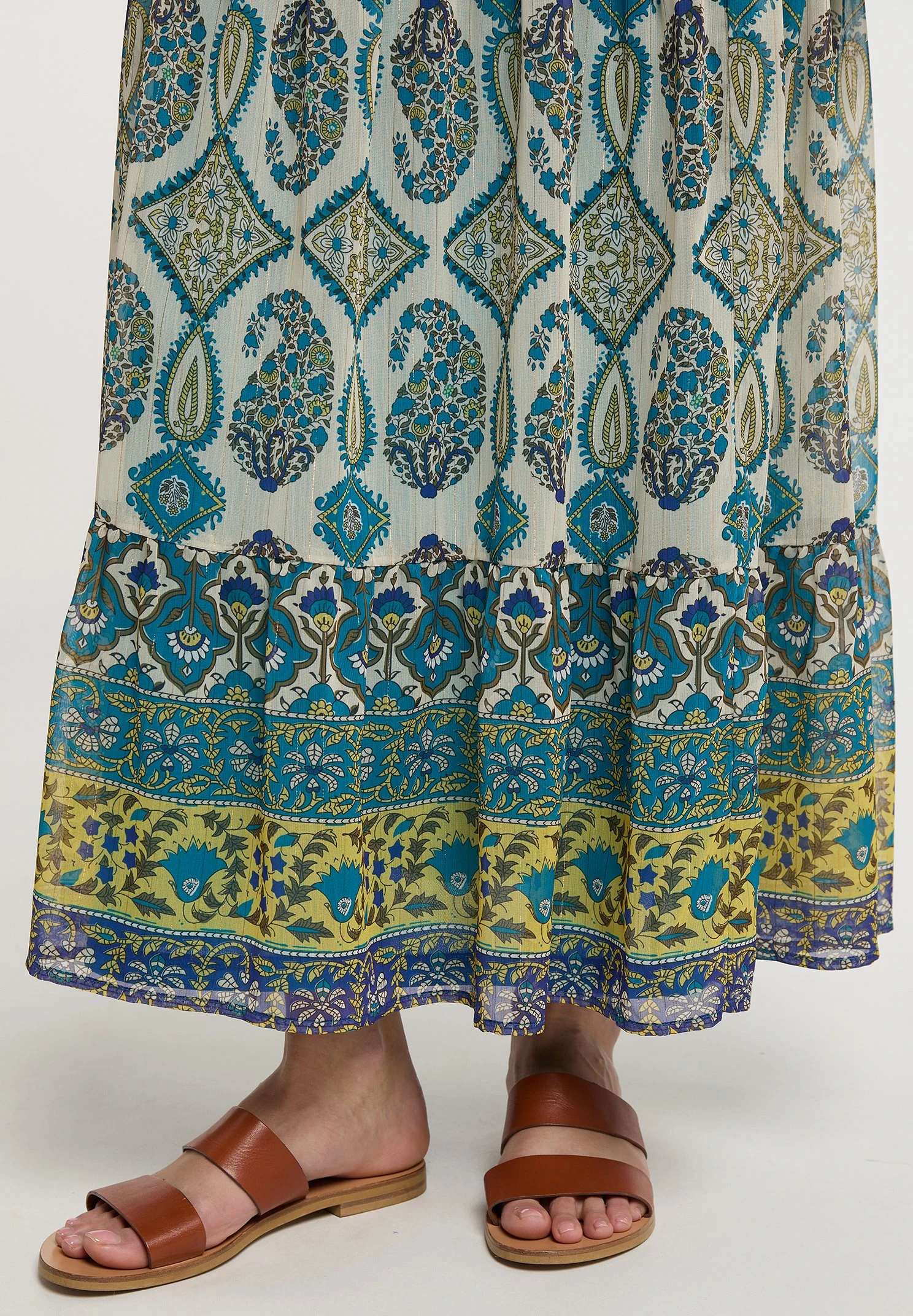 Usha Gestufter - Gonna Lunga - Blau Mehrfarbig 6 Usha Gestufter - Gonna Lunga - Blau Mehrfarbig - immagine 4