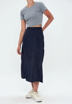Printed Long Slit - Gonna A Campana - Navy Blue