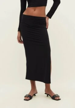 Stradivarius With Side Slit - Gonna A Tubino - Black