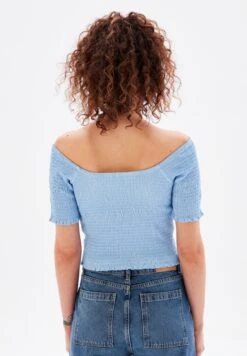 Gimped Square Collar - T-Shirt Basic - Blue -Vendite ONLY 82512c740eee423297cc24c35f870cee