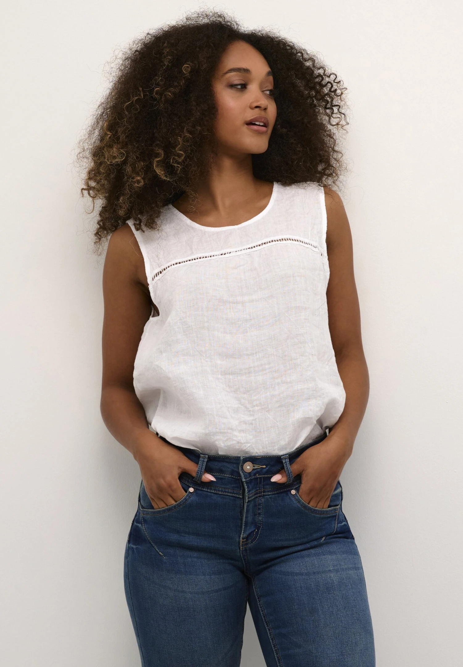 Cream Crpina - Top Linen - Top - White Solid 3 Cream Crpina - Top Linen - Top - White Solid