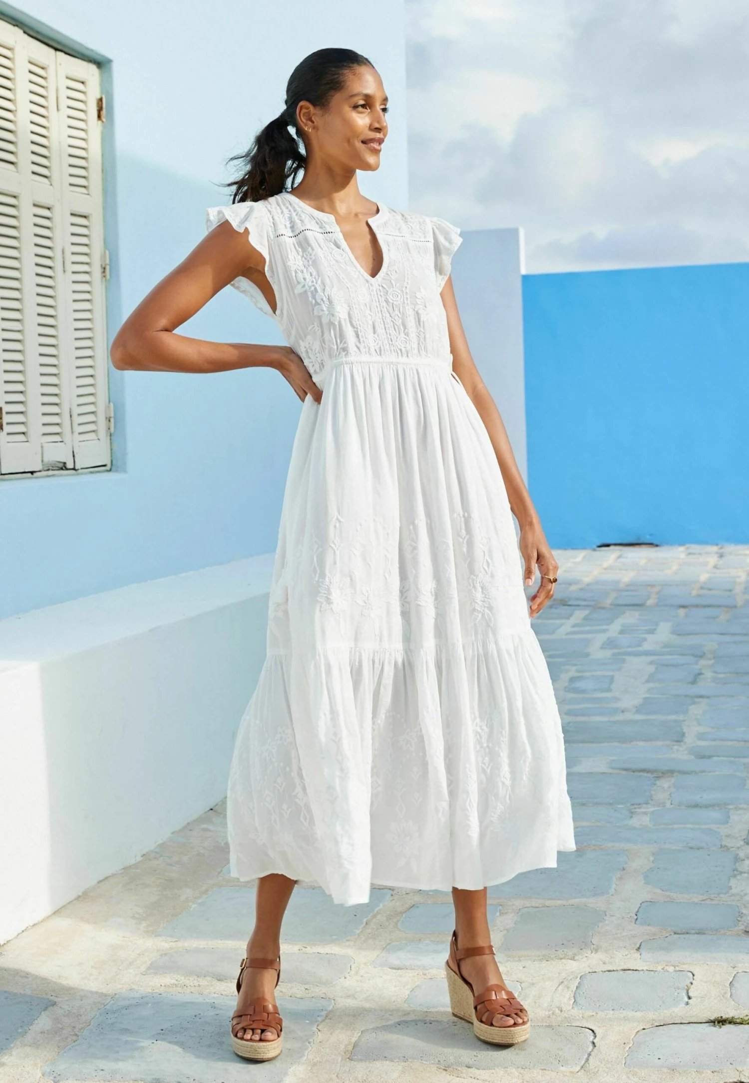 Next Broderie Maxi DressVestito LungoWhite Donna Vestiti NX321C310-A11 4 Next Broderie Maxi DressVestito LungoWhite Donna Vestiti NX321C310-A11 - immagine 2