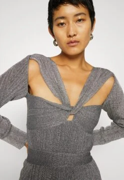 HERVE LEGER Draped GownVestito EleganteMetallic Gunmetal Donna Vestiti HL421C08V-C11 19 HERVE LEGER Draped GownVestito EleganteMetallic Gunmetal Donna Vestiti HL421C08V-C11 -Vendite ONLY a7d61067413146cda209948360163ea1