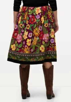 Ulla Popken Blüten A-Linie Samt-Saumband - Gonna A Campana - Weinrot -Vendite ONLY a8f4e0bdd0c94d8f9410844adee774e1