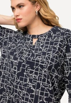 Ulla Popken Grafisches Muster Rundhals Keyhole3/4Maglietta A Manica LungaDunkles Marine Donna T-shirt E Top UP121D2HO-K11 -Vendite ONLY ab8364e5d55b4bd6a7ee8f305cbf10a3