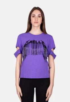 Con Strass Pendenti T-Shirt Con StampaViola Donna T-shirt E Top GAQ21D030-I11