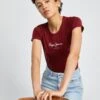 Pepe Jeans New VirginiaT-Shirt Con StampaBurgundy Donna T-shirt E Top PE121D0NZ-G14 -Vendite ONLY bd2a2c0b103d4cbaa0246b0357c27945