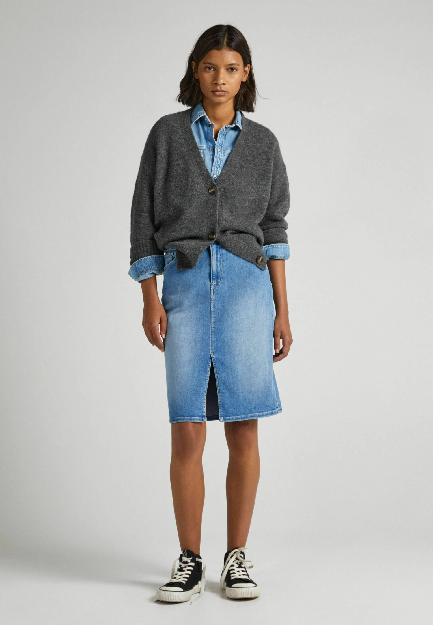 Pepe Jeans Midi Nikita- Gonna A Tubino - Blue Denim 4 Pepe Jeans Midi Nikita- Gonna A Tubino - Blue Denim - immagine 2