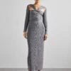 HERVE LEGER Draped GownVestito EleganteMetallic Gunmetal Donna Vestiti HL421C08V-C11 -Vendite ONLY c633131d2070433aaaf80f8cbed895d2