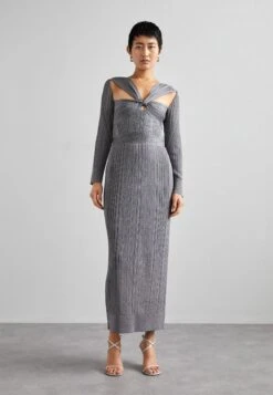 HERVE LEGER Draped GownVestito EleganteMetallic Gunmetal Donna Vestiti HL421C08V-C11