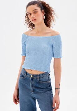 Gimped Square Collar - T-Shirt Basic - Blue -Vendite ONLY c7ca70df36f94aac9fd2cb0f2855de7d