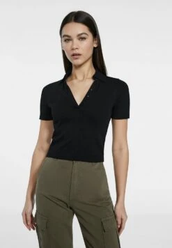 Stradivarius With Buttons PoloBlack Donna T-shirt E Top STH21D1HP-Q11