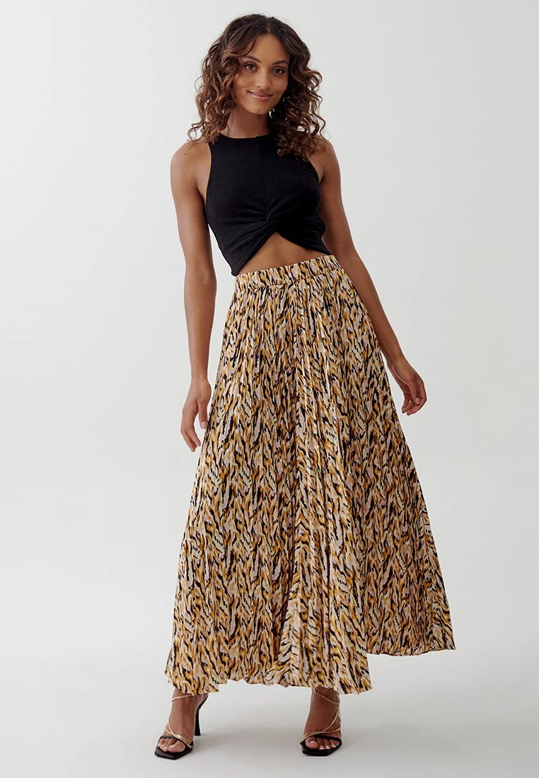 Tussah Miri Midi- Gonna A Pieghe - Ikat Print 4 Tussah Miri Midi- Gonna A Pieghe - Ikat Print - immagine 2