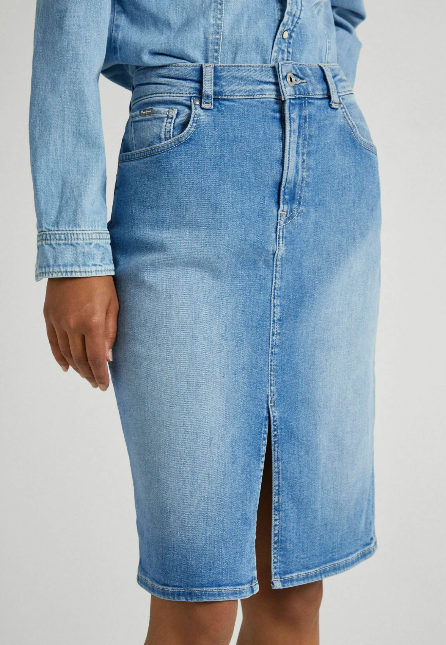 Pepe Jeans Midi Nikita- Gonna A Tubino - Blue Denim 7 Pepe Jeans Midi Nikita- Gonna A Tubino - Blue Denim - immagine 5