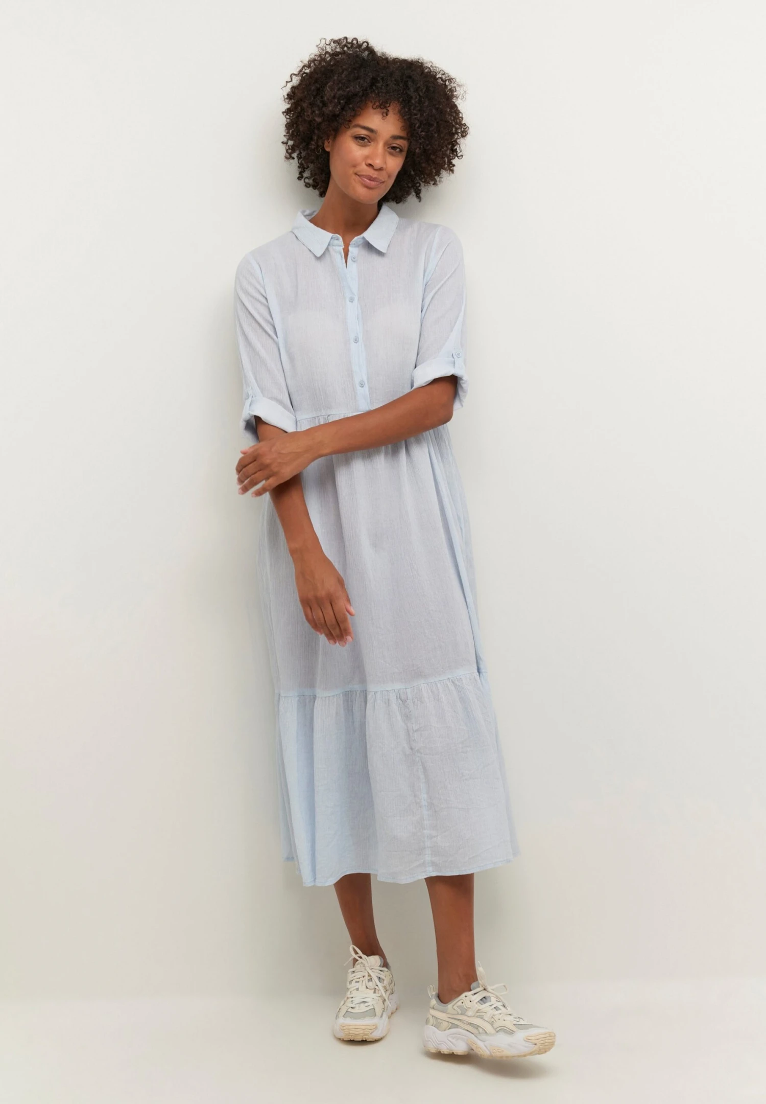 Kaffe Abito A CamiciaCashmere Blue Chalk Stripe Donna Vestiti KA321C0I0-K12 4 Kaffe Abito A CamiciaCashmere Blue Chalk Stripe Donna Vestiti KA321C0I0-K12 - immagine 2