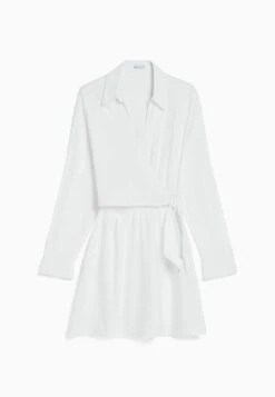 BERSHKA Crossover Detail- Mini Long Sleeve Abito A CamiciaOff White Donna Vestiti BEJ21C11X-A11 -Vendite ONLY e59da6689e7d40c38c967b0f8048f434