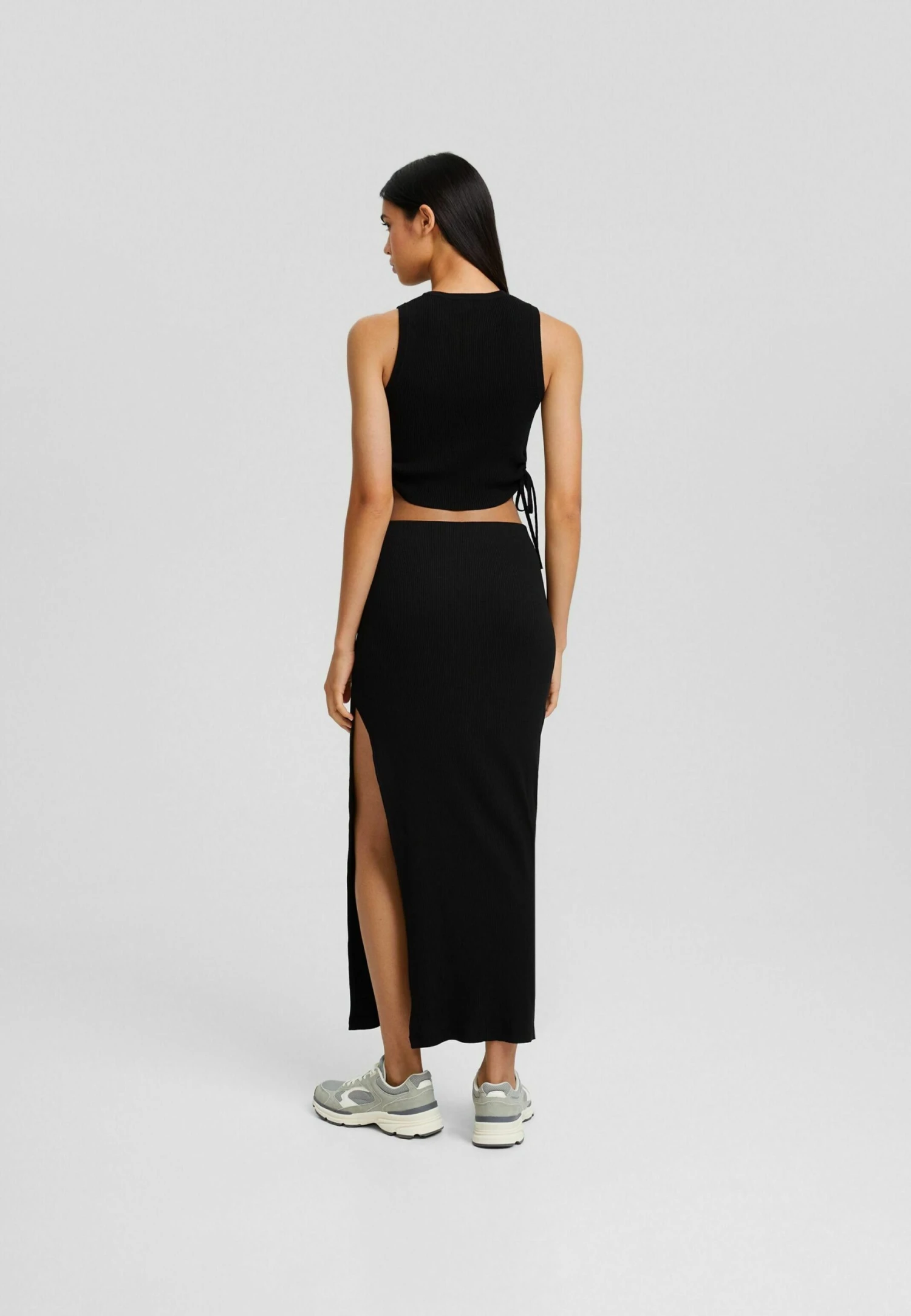 BERSHKA Faded Effect Midi- Gonna Lunga - Black 5 BERSHKA Faded Effect Midi- Gonna Lunga - Black - immagine 3