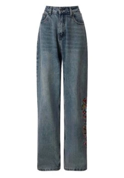 Ed Hardy Skull-Flower-BaggyJeans A SigarettaBleach Donna Jeans ED221N00B-K11 -Vendite ONLY efce45dec505499bada72191c252057e